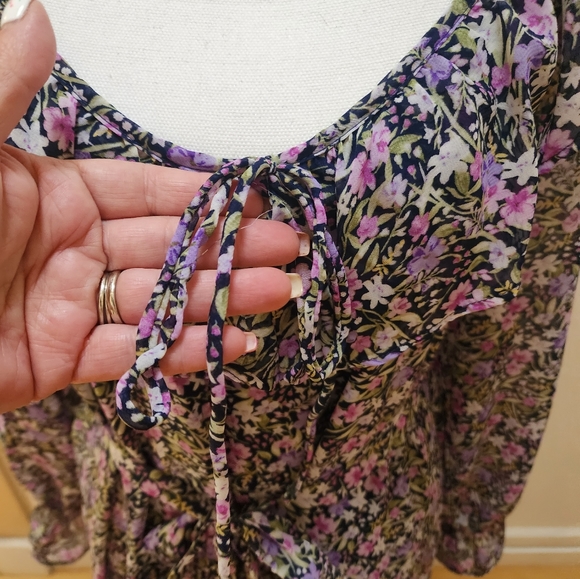 Emma and Michelle Women's Long-sleeved Boho Inspired Ruffle Tie-Belt Dress - Picture 13 of 15